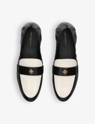 Shop Tory Burch Women's Black/comb Chunky-sole Leather Ballet Loafers