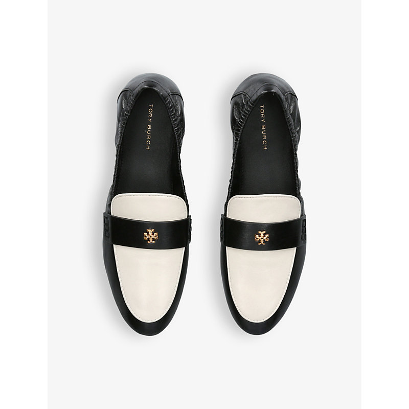 Shop Tory Burch Women's Black/comb Chunky-sole Leather Ballet Loafers