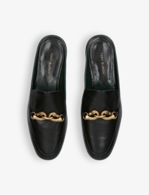 TORY BURCH WOMENS BLACK JESSA BACKLESS LEATHER LOAFERS EUR 38/5 UK 