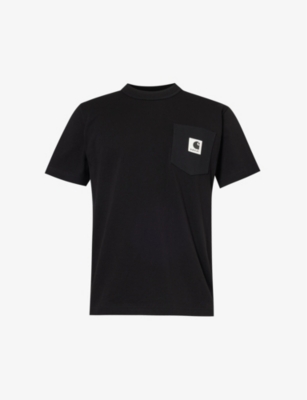 Shop Sacai Men's Black X Carhartt Wip Brand-patch Cotton-jersey T-shirt