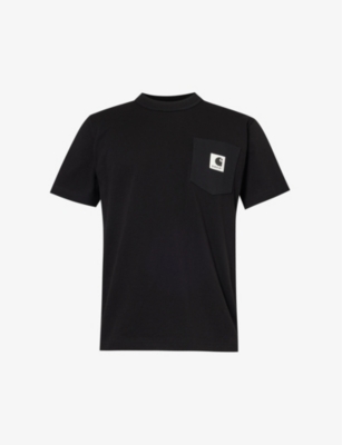 Sacai Mens Black X Carhartt Wip Brand-patch Cotton-jersey T-shirt In Black