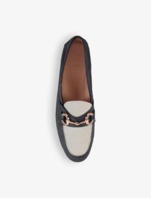 Shop Dune Gemstone Diamante-snaffle Leather Loafers In Black-leather