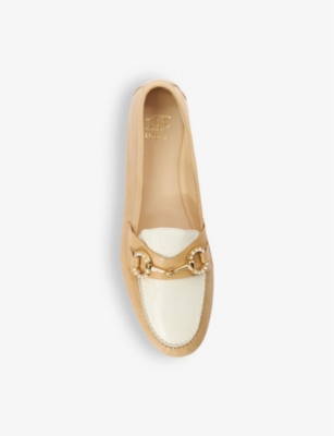 Shop Dune Women's Camel-leather Gemstone Diamante-snaffle Leather Loafers