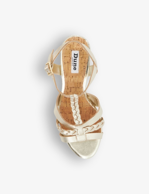 Koali plaited T-bar woven heeled wedges
