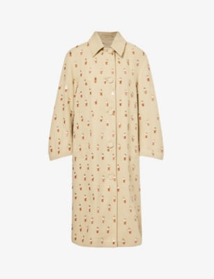 Shop Dries Van Noten Bead-embellished Cotton And Linen-blend Coat In Hay