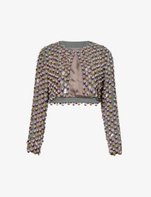 DRIES VAN NOTEN Sequin-embellished cropped woven jacket