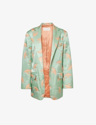 DRIES VAN NOTEN Beaded floral-pattern woven satin jacket
