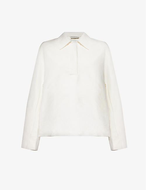 DRIES VAN NOTEN: Collared boxy-fit linen and cotton-blend top