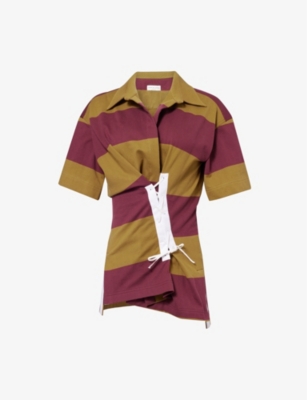DRIES VAN NOTEN: Rugby-style cinched-waist striped cotton-jersey top