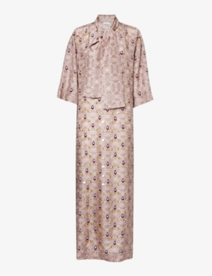 Shop Dries Van Noten Sequin-embellished Silk Maxi Dress In Blush