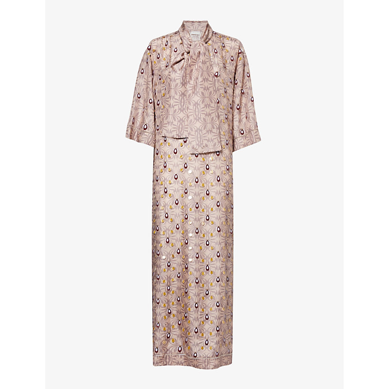 Shop Dries Van Noten Womens Blush Sequin-embellished Silk Maxi Dress