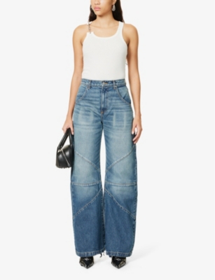 Eb Denim Womens Blue Dream Frederick Brand-patch Relaxed-fit Wide-leg Jeans In Blue Dream