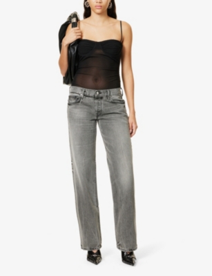 Shop Eb Denim Belt-loop Five-pocket Regular-fit Wide-leg Jeans In Mazzy