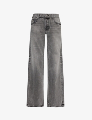 Shop Eb Denim Belt-loop Five-pocket Regular-fit Wide-leg Jeans In Mazzy