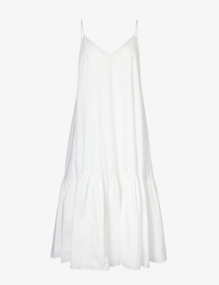 Anine Bing Womens White Averie Sleeveless Cotton-poplin Midi Dress