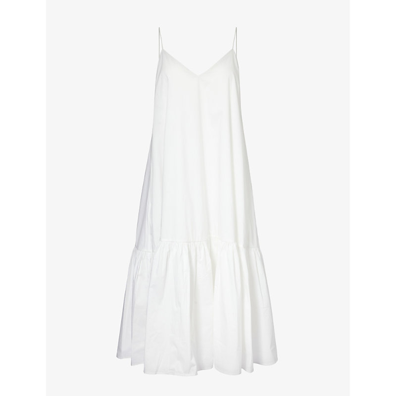 Anine Bing Womens White Averie Sleeveless Cotton-poplin Midi Dress
