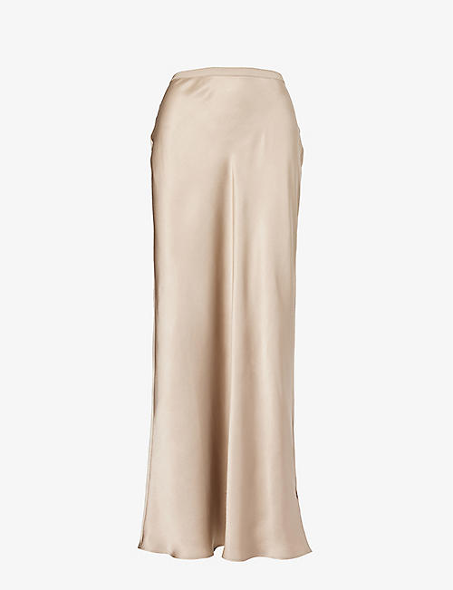ANINE BING: Bar high-waist silk maxi skirt