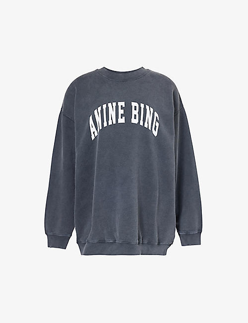 ANINE BING: Tyler logo-pattern organic-cotton sweatshirt