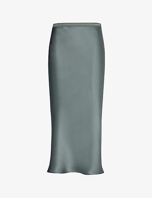 ANINE BING: Bar high-rise silk midi skirt