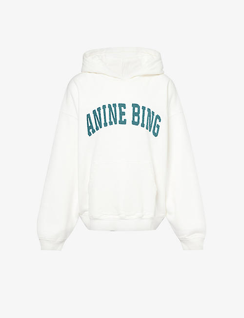ANINE BING: Harvey logo-print cotton-jersey hoody