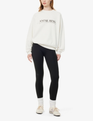 Shop Anine Bing Women's Ivory Ramona Brand-print Cotton-jersey Sweatshirt