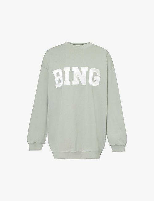 ANINE BING: Tyler brand-appliqué cotton-jersey sweatshirt