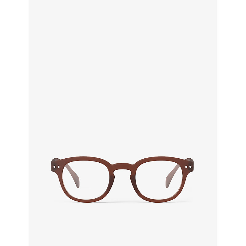 Shop Izipizi #c Round-frame Polycarbonate Reading Glasses In Mahogany