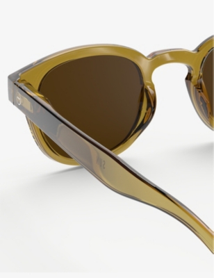 Izipizi Womens #c Square-framed Golden Green Sunglasses In Golden Green