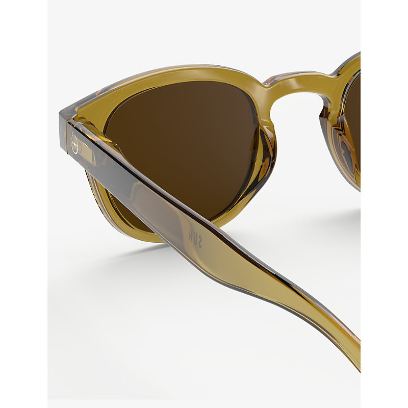 Shop Izipizi #c Round-frame Polycarbonate Sunglasses In Golden Green