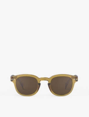 Izipizi Womens #c Square-framed Golden Green Sunglasses In Golden Green