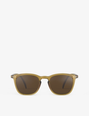 IZIPIZI: #E square-framed golden green sunglasses