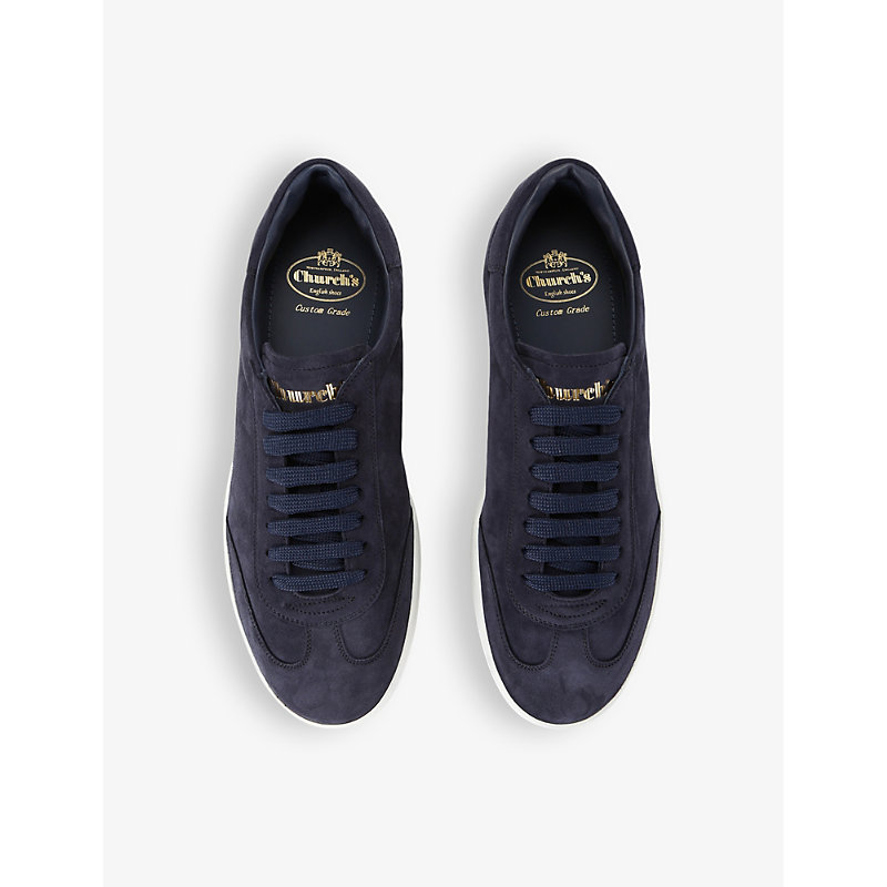 Shop Church Men's Navy Largs Branded Suede Low-top Trainers