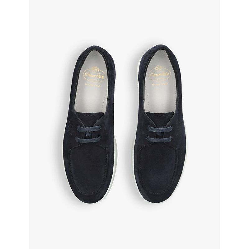 Shop Church Men's Navy Longsight Branded Suede Low-top Trainers