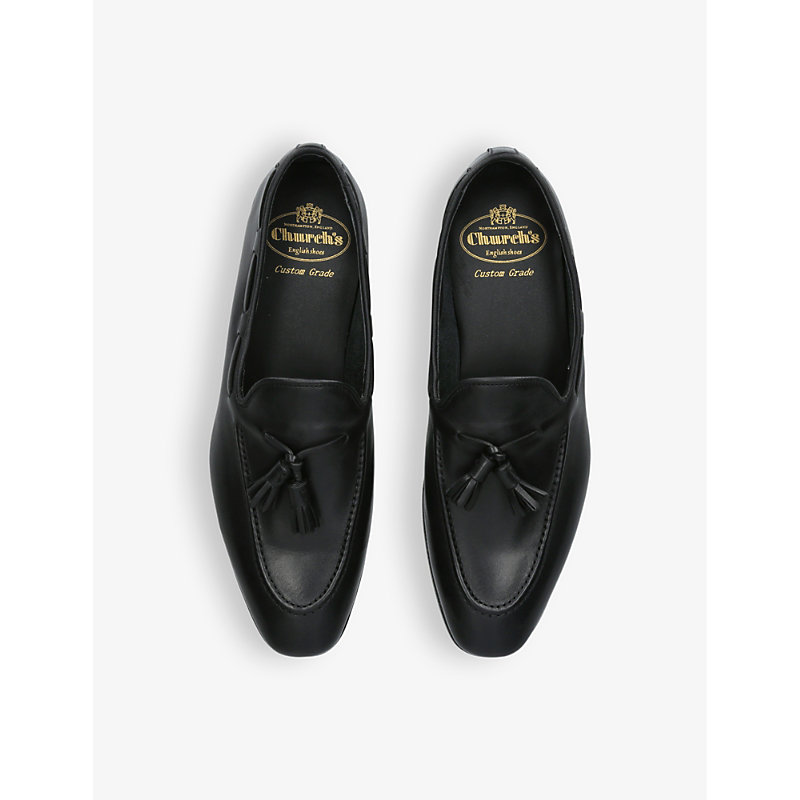 Shop Church Mens Black Maidstone Tassel-embellished Leather Loafers