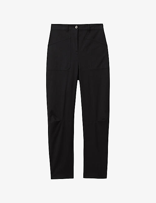 REISS: Nova barrel-leg stretch-cotton trousers