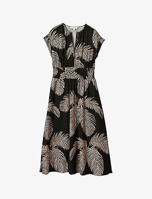 REISS: Colby floral-print woven midi dress