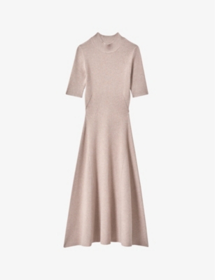 Reiss Neutral Ribbed Bodycon Midi Dress | ModeSens