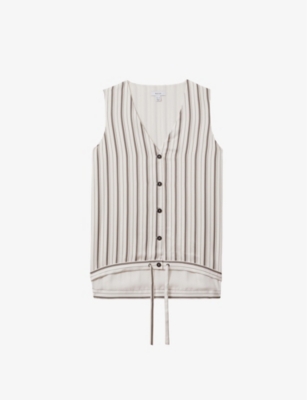 REISS: Francie stripe-pattern woven waistcoat
