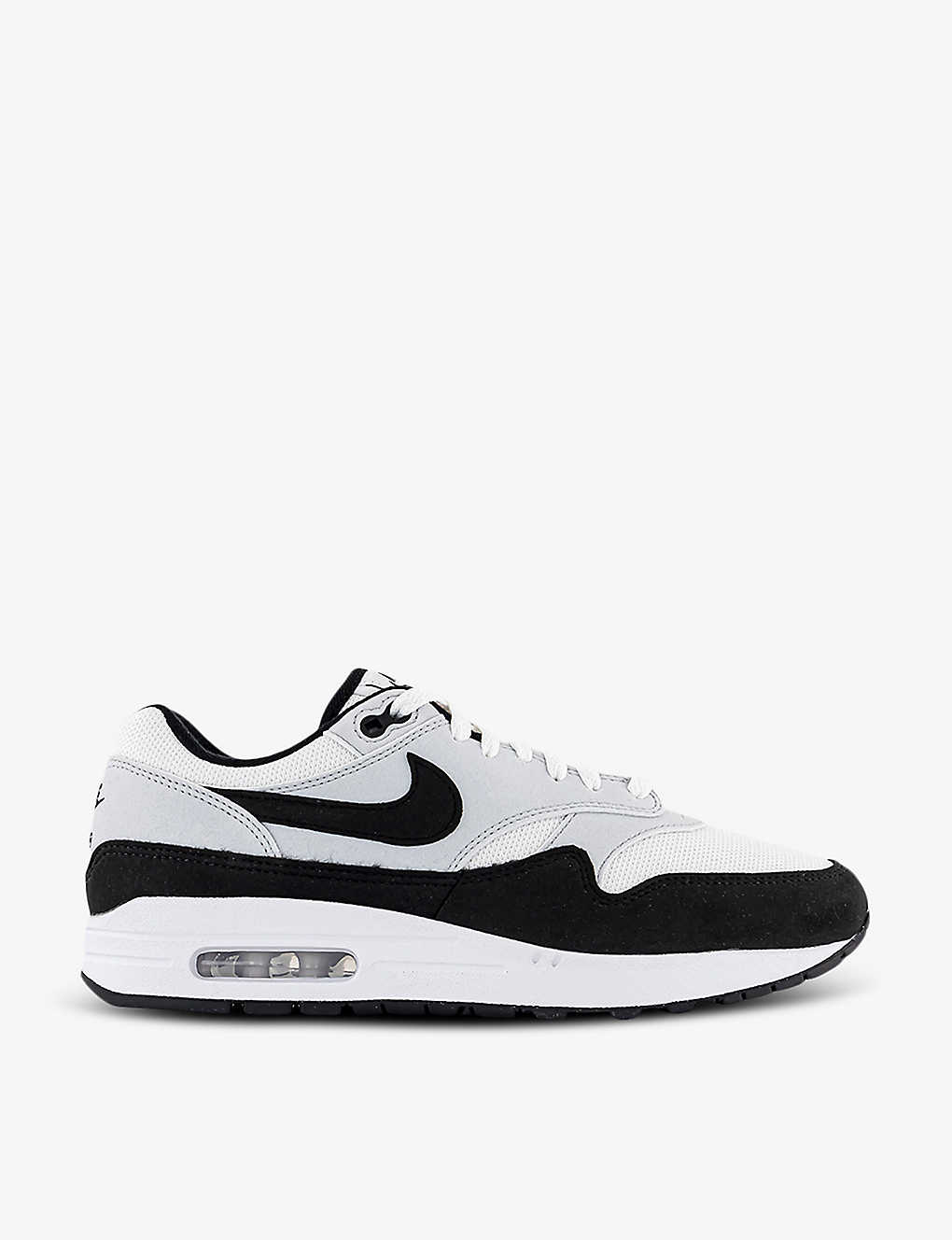 Shop Nike Mens White Black Pure Platinu Air Max 1 Panelled Suede Mid-top Trainers