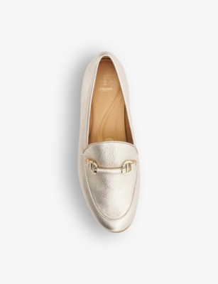Shop Dune Grandeur Trim-snaffle Leather Loafers In Gold-plain Leather