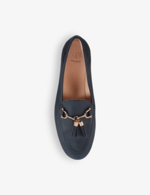Dune Womens Navy-leather Mix Graysons Tassel Leather Loafers In Navy-leather Mix