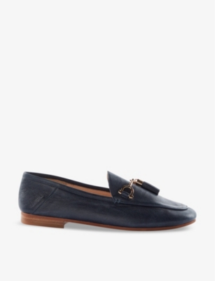 Dune Womens Navy-leather Mix Graysons Tassel Leather Loafers In Navy-leather Mix