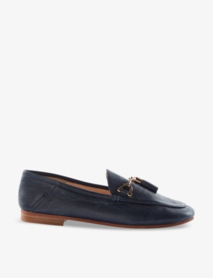 Shop Dune Women's Navy-leather Mix Graysons Tassel Leather Loafers