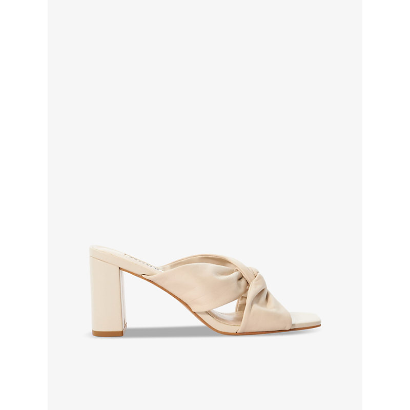 Dune Womens Cream-leather Maize Twist-knot Leather Heeled Mules