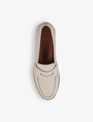 Dune Womens Ecru-leather Ginelli Penny Leather Loafers In Ecru-leather