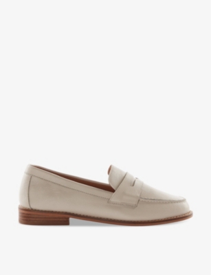 Shop Dune Womens Ecru-leather Ginelli Penny Leather Loafers