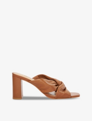 Shop Dune Maizing Knot-detail Leather Mules In Tan-leather