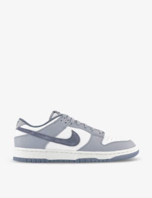 Shop Nike Mens White Light Carbon Plati Dunk Low Panelled Leather Low-top Trainers