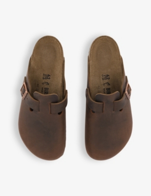 BIRKENSTOCK: Boston logo-embossed leather clogs