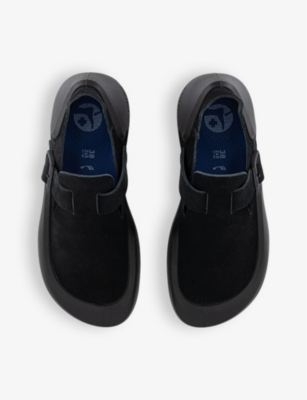 Shop Birkenstock Reykjavik Buckle-strap Suede And Leather Closed Sandals In Black